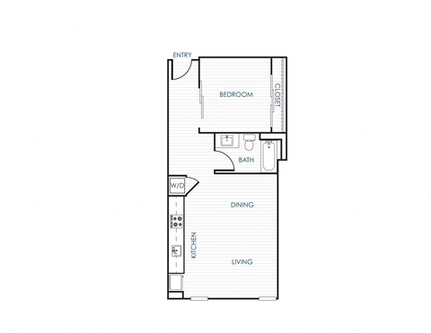Floor plan for 1 bed, 1 bath, 694 sqft